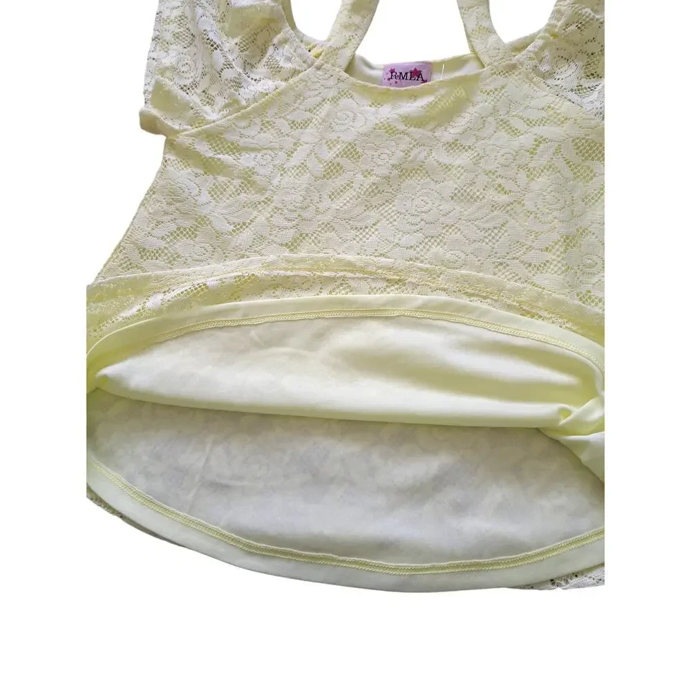 RMLA Girl’s Size 10 Yellow Lace & Dark Floral Short Set NWOT
